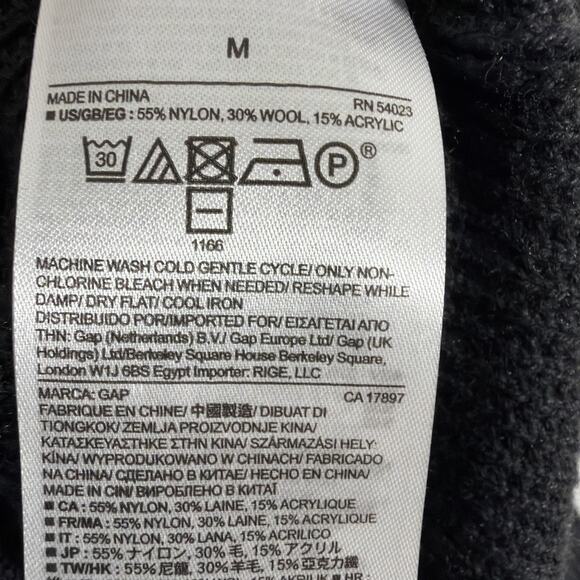 Gap Cozy Wool Blend Waffle Black White Striped V Neck Tunic Sweater Top Medium - Picture 7 of 9